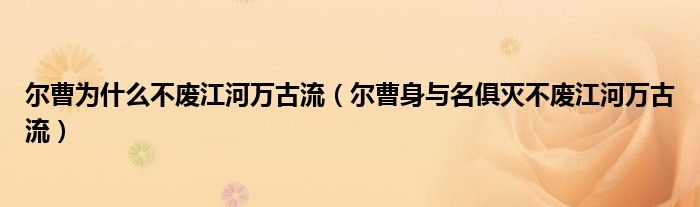 尔曹为什么不废江河万古流（尔曹身与名俱灭不废江河万古流）