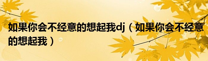 如果你会不经意的想起我dj(如果你会不经意的想起我)