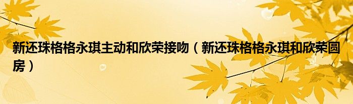 新还珠格格永琪主动和欣荣接吻(新还珠格格永琪和欣荣圆房)