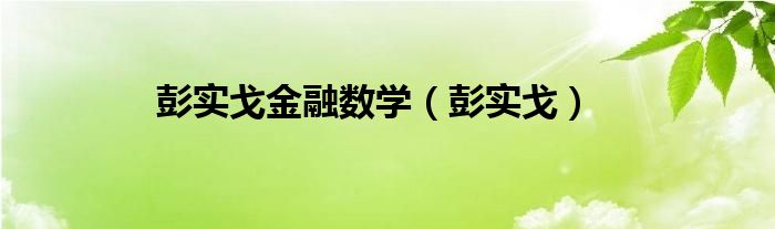 彭实戈金融数学（彭实戈）