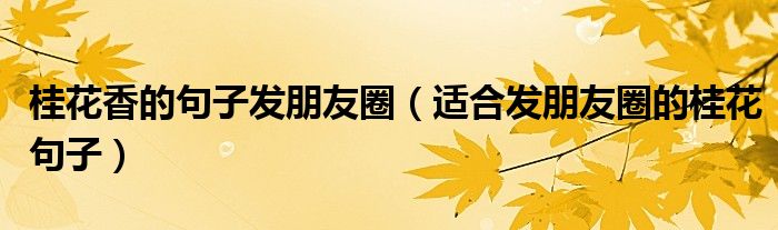 桂花香的句子发朋友圈(适合发朋友圈的桂花句子)