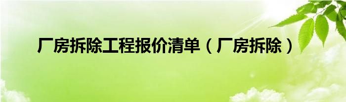 厂房拆除工程报价清单(厂房拆除)