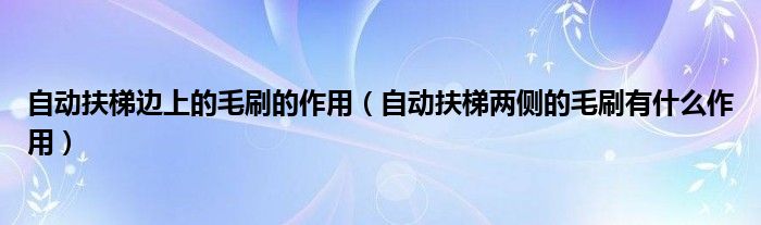 自动扶梯边上的毛刷的作用(自动扶梯两侧的毛刷有什么作用)