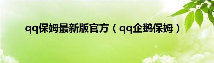qq保姆最新版官方(qq企鹅保姆)