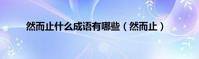 然而止什么成语有哪些(然而止)
