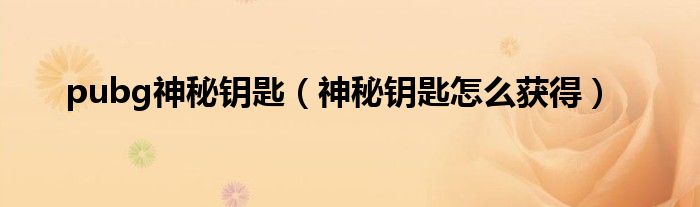 pubg神秘钥匙(神秘钥匙怎么获得)