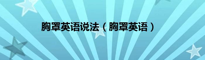 胸罩英语说法（胸罩英语）
