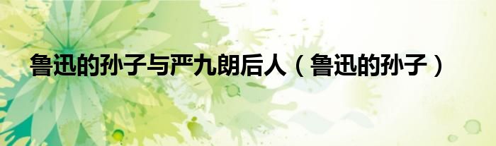 鲁迅的孙子与严九朗后人(鲁迅的孙子)