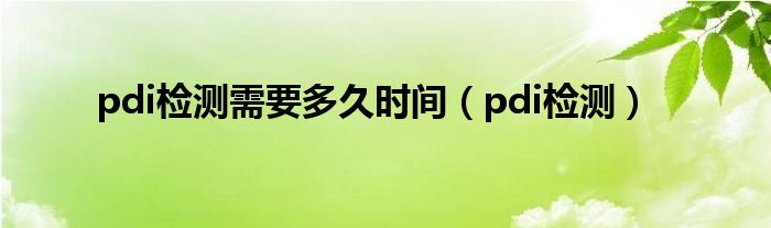 pdi检测需要多久时间(pdi检测)
