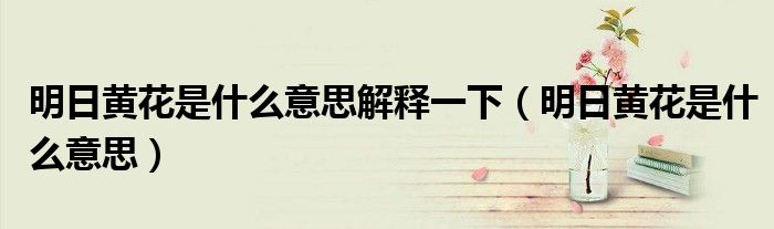 明日黄花是什么意思解释一下(明日黄花是什么意思)