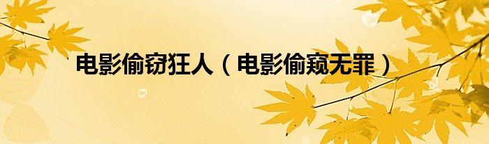 电影偷窃狂人(电影偷窥无罪)