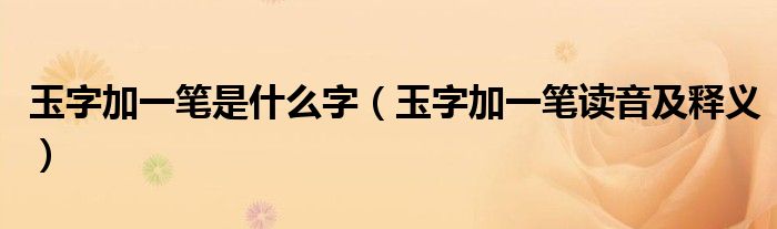 玉字加一笔是什么字(玉字加一笔读音及释义)