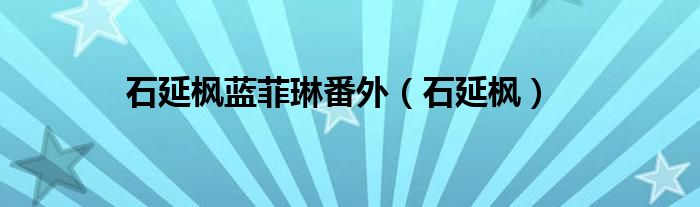 石延枫蓝菲琳番外（石延枫）