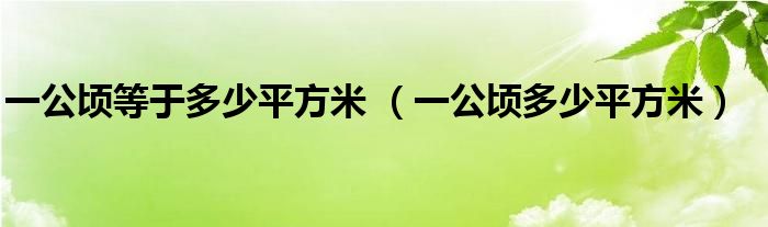 一公顷等于多少平方米 (一公顷多少平方米)