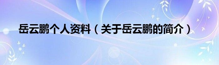 岳云鹏个人资料(关于岳云鹏的简介)