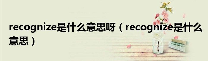 recognize是什么意思呀(recognize是什么意思)