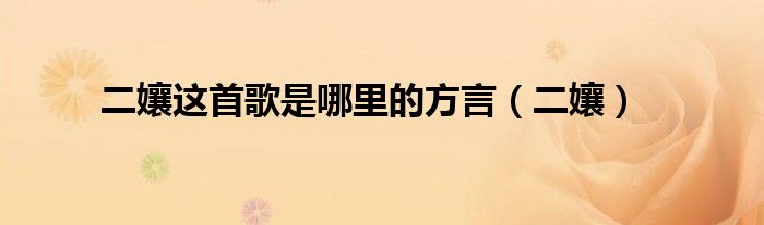 二孃这首歌是哪里的方言(二孃)