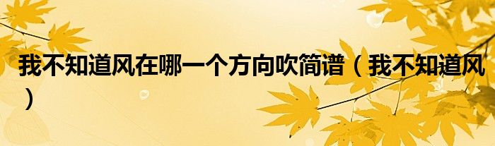 我不知道风在哪一个方向吹简谱(我不知道风)