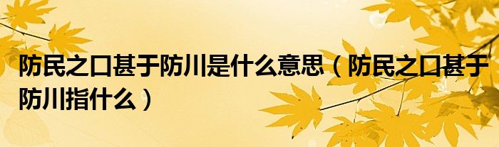 防民之口甚于防川是什么意思(防民之口甚于防川指什么)