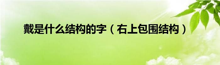 戴是什么结构的字(右上包围结构)