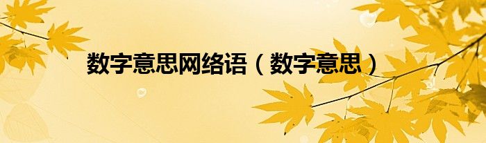 数字意思网络语(数字意思)