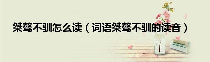 桀骜不驯怎么读(词语桀骜不驯的读音)