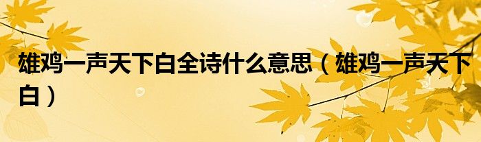 雄鸡一声天下白全诗什么意思(雄鸡一声天下白)
