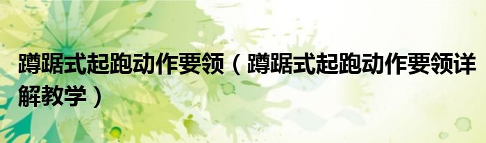 蹲踞式起跑动作要领(蹲踞式起跑动作要领详解教学)