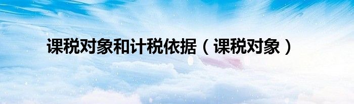 课税对象和计税依据(课税对象)