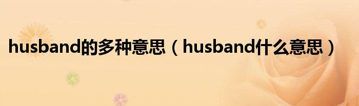 husband的多种意思(husband什么意思)