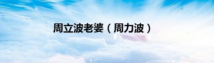 周立波老婆（周力波）