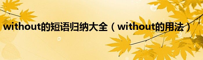 without的短语归纳大全(without的用法)