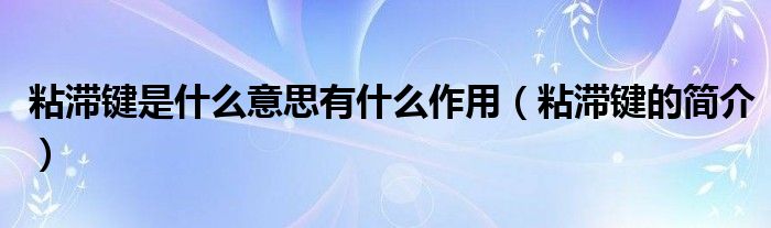 粘滞键是什么意思有什么作用(粘滞键的简介)