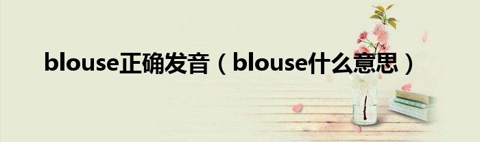 blouse正确发音(blouse什么意思)
