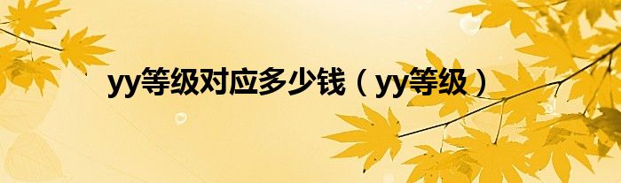 yy等级对应多少钱(yy等级)