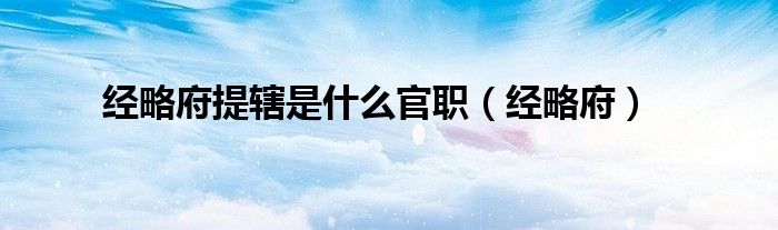 经略府提辖是什么官职(经略府)