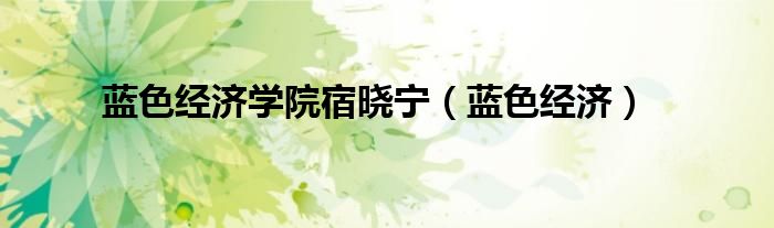蓝色经济学院宿晓宁(蓝色经济)