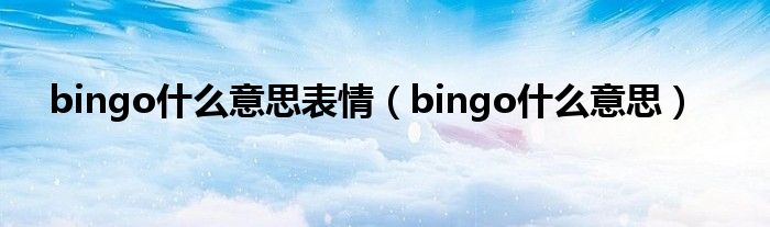 bingo什么意思表情(bingo什么意思)