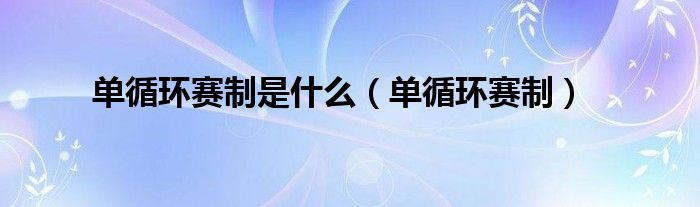 单循环赛制是什么(单循环赛制)