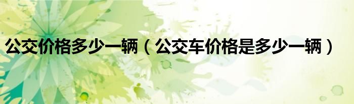 公交价格多少一辆(公交车价格是多少一辆)