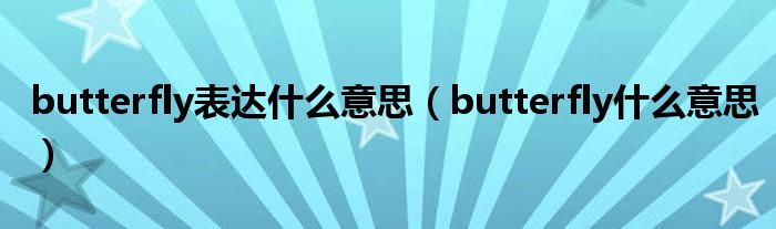 butterfly表达什么意思(butterfly什么意思)