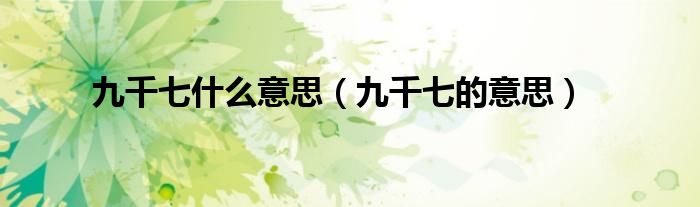 九千七什么意思(九千七的意思)