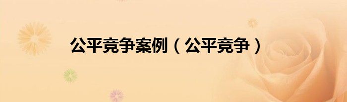 公平竞争案例（公平竞争）