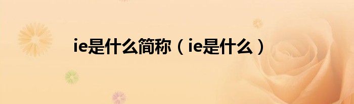 ie是什么简称(ie是什么)