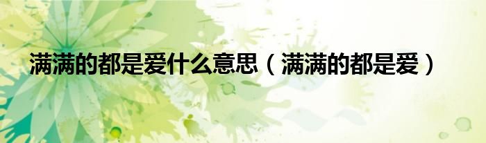 满满的都是爱什么意思(满满的都是爱)