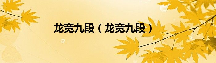 龙宽九段（龙宽九段）