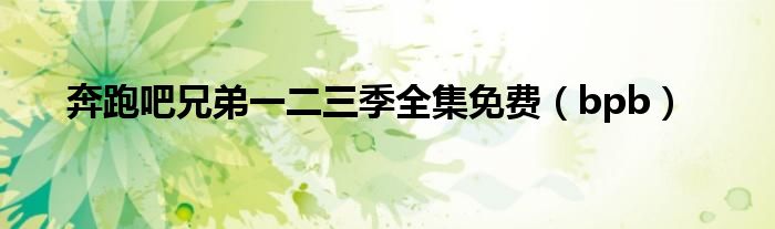 奔跑吧兄弟一二三季全集免费(bpb)