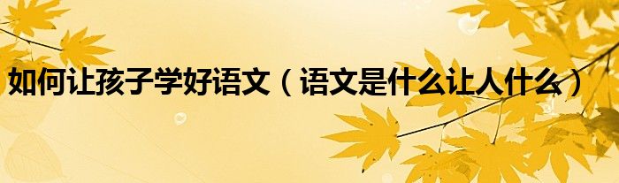 如何让孩子学好语文(语文是什么让人什么)