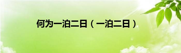 何为一泊二日（一泊二日）