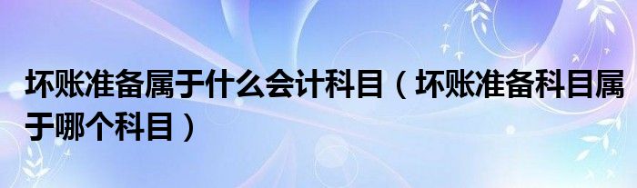 坏账准备属于什么会计科目(坏账准备科目属于哪个科目)